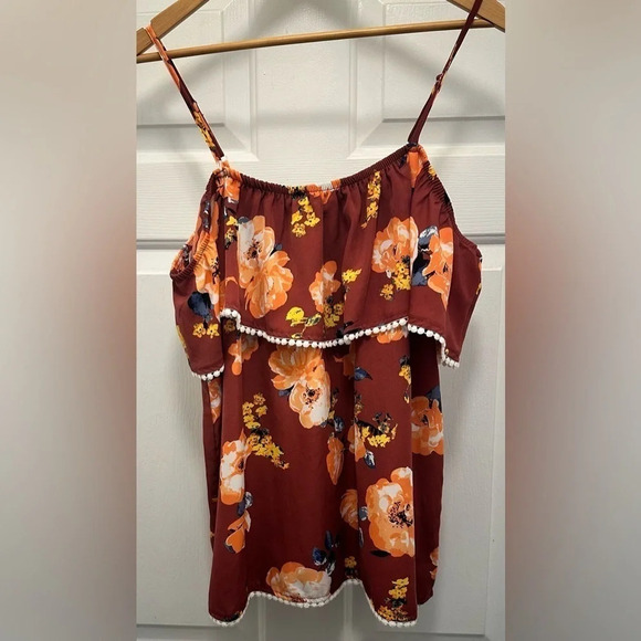 Miss Chievous Tops - Miss Chievous Women’s Off the Shoulder Red Floral Blouse Size 2X
